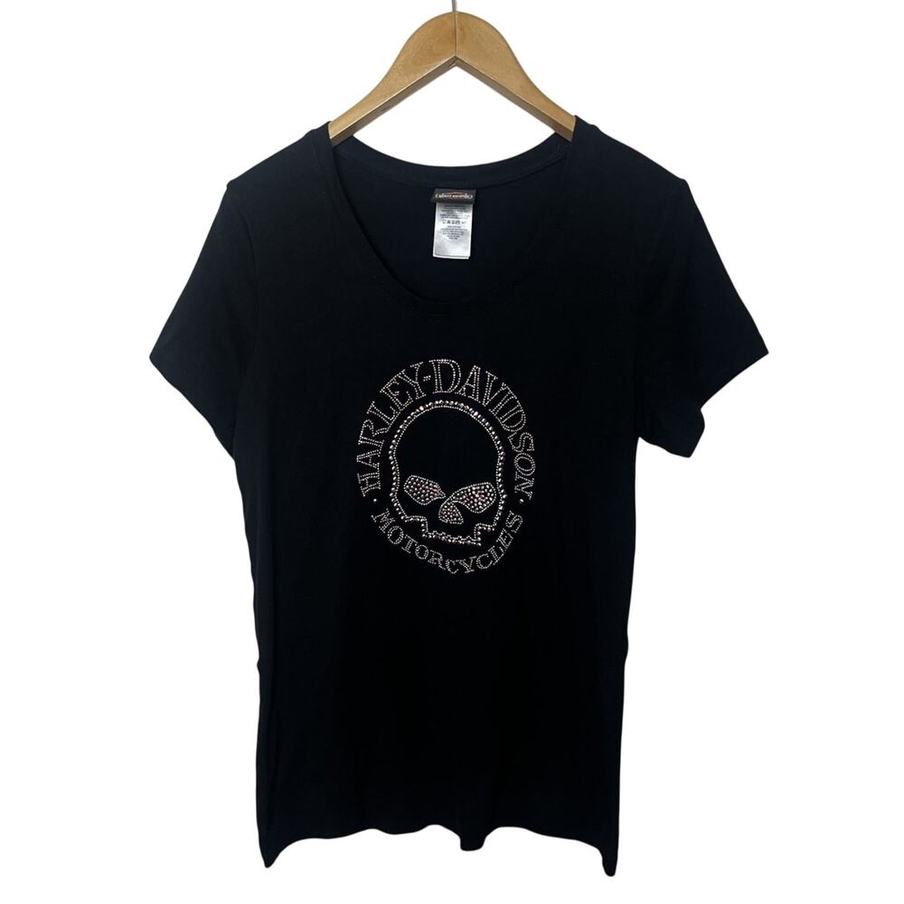 Harley Davidson Maui Embellished Bling Skull T Shirt Women’s Sz XL XXL Black
